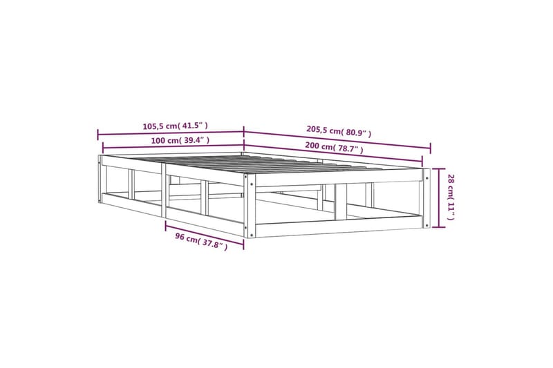 beBasic Sengeramme 100x200 cm heltre - Brun - Møbler - Senger - Sengeramme & sengestamme