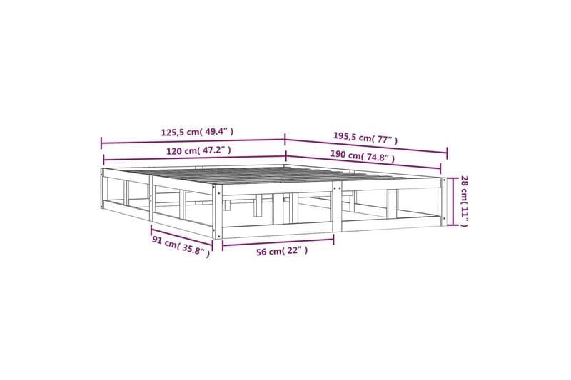 beBasic Sengeramme 120x190 cm 4FT Small Double heltre - Brun - Møbler - Senger - Sengeramme & sengestamme