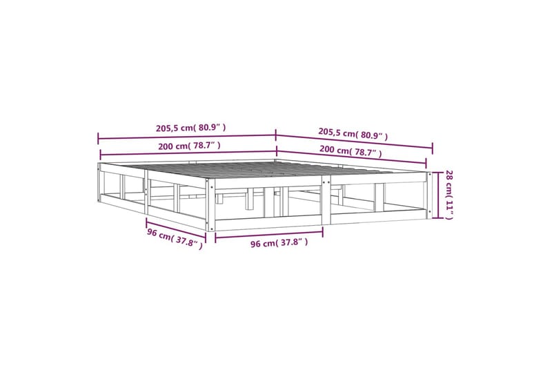 beBasic Sengeramme 200x200 cm heltre - Brun - Møbler - Senger - Sengeramme & sengestamme