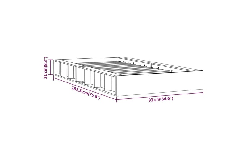 beBasic Sengeramme 75x190 cm 2FT6 Small Single heltre - Brun - Møbler - Senger - Sengeramme & sengestamme