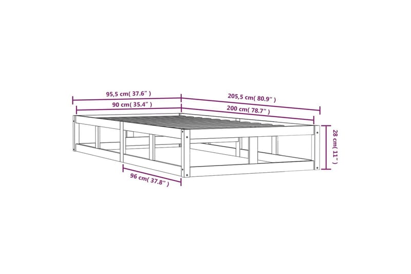 beBasic Sengeramme 90x200 cm heltre - Brun - Møbler - Senger - Sengeramme & sengestamme