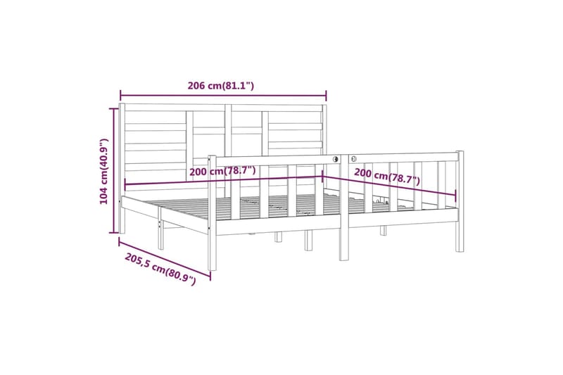 beBasic Sengeramme grå heltre furu 200x200 cm - GrÃ¥ - Møbler - Senger - Sengeramme & sengestamme