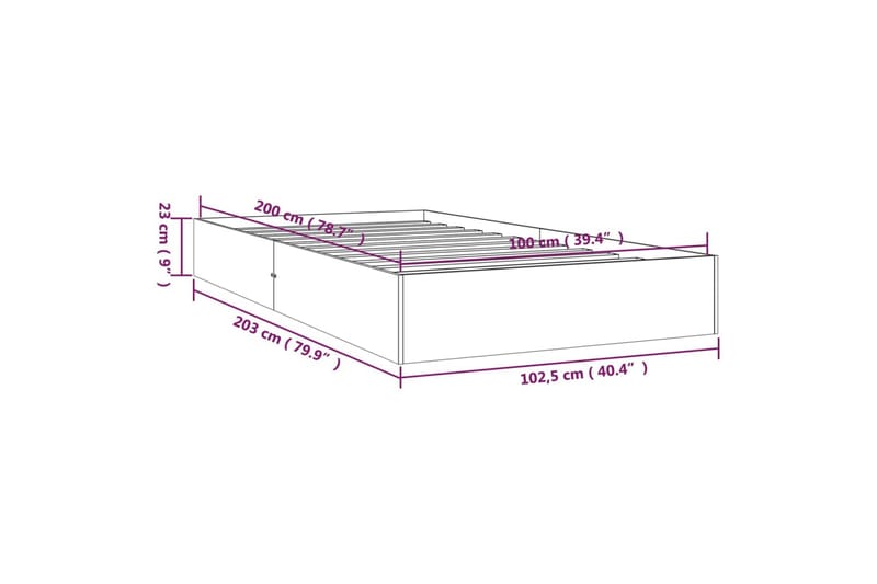 beBasic Sengeramme heltre 100x200 cm - Brun - Møbler - Senger - Sengeramme & sengestamme