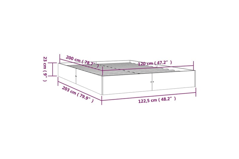 beBasic Sengeramme heltre 120x200 cm - Brun - Møbler - Senger - Sengeramme & sengestamme