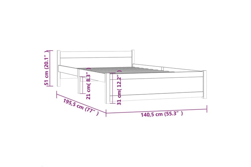 beBasic Sengeramme heltre 135x190 cm 4FT6 Double - Brun - Møbler - Senger - Sengeramme & sengestamme