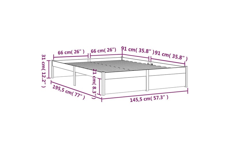 beBasic Sengeramme heltre 140x190 cm - Brun - Møbler - Senger - Sengeramme & sengestamme