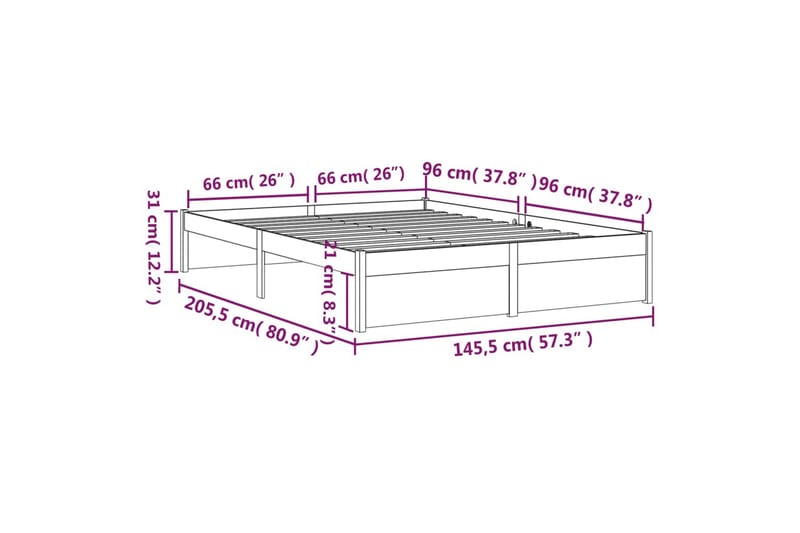 beBasic Sengeramme heltre 140x200 cm - Brun - Møbler - Senger - Sengeramme & sengestamme