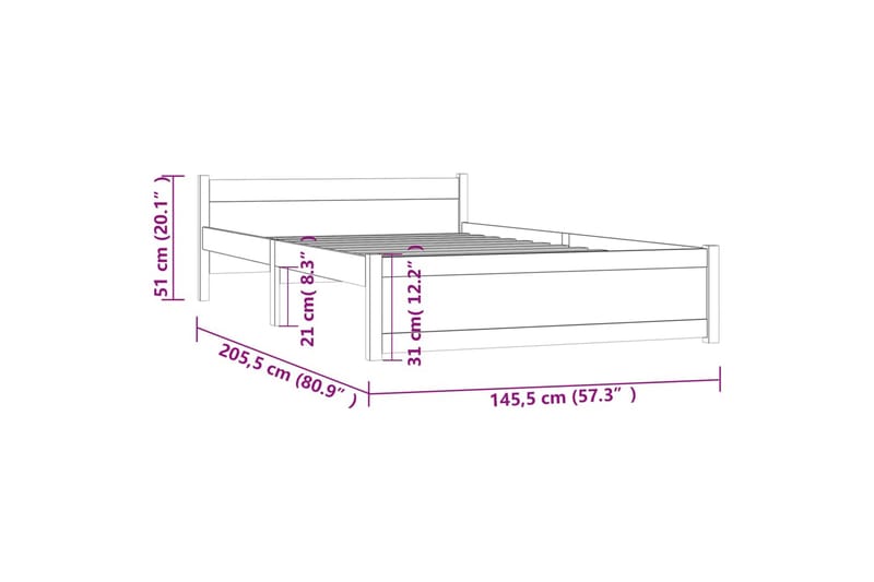 beBasic Sengeramme heltre 140x200 cm - Brun - Møbler - Senger - Sengeramme & sengestamme