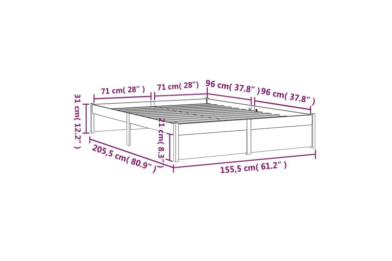 beBasic Sengeramme heltre 150x200 cm 5FT King Size - Brun - Møbler - Senger - Sengeramme & sengestamme