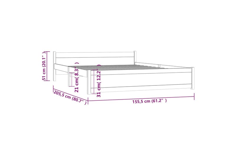 beBasic Sengeramme heltre 150x200 cm 5FT King Size - Brun - Møbler - Senger - Sengeramme & sengestamme