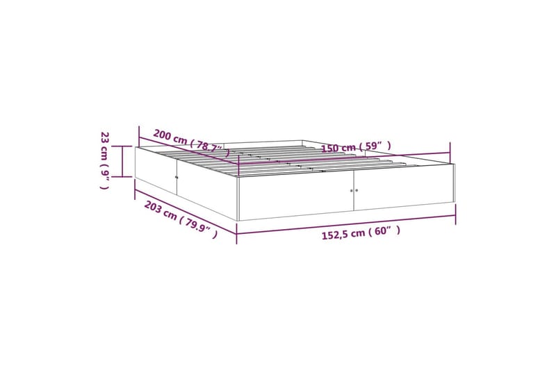 beBasic Sengeramme heltre 150x200 cm 5FT King Size - Brun - Møbler - Senger - Sengeramme & sengestamme