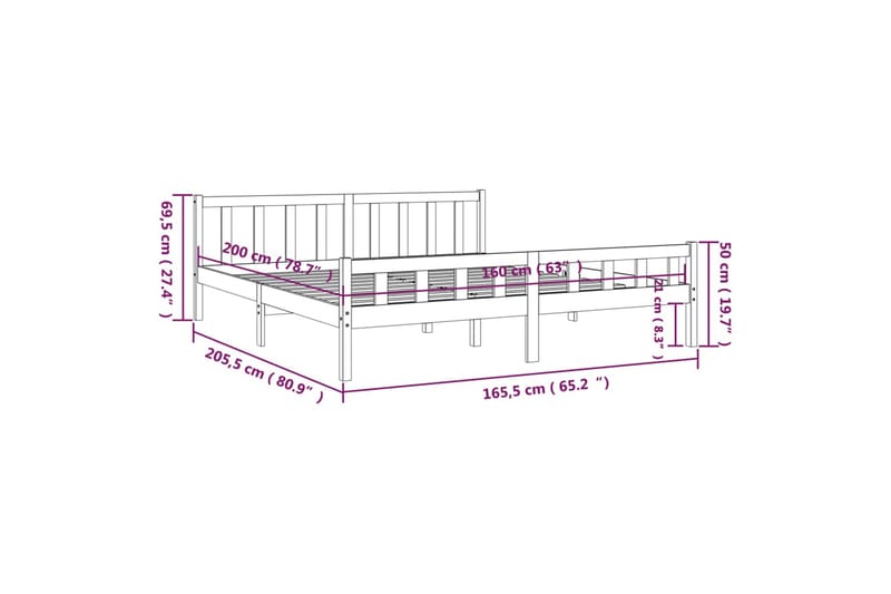 beBasic Sengeramme heltre 160x200 cm - Brun - Møbler - Senger - Sengeramme & sengestamme