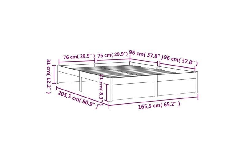 beBasic Sengeramme heltre 160x200 cm - Brun - Møbler - Senger - Sengeramme & sengestamme