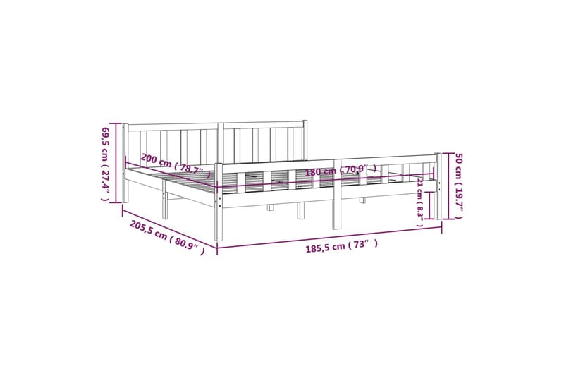 beBasic Sengeramme heltre 180x200 cm 6FT Super King - Brun - Møbler - Senger - Sengeramme & sengestamme