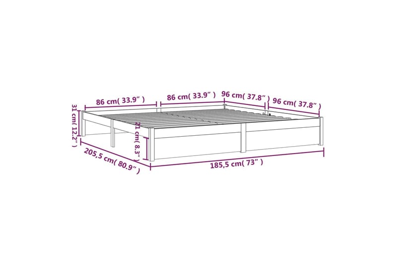 beBasic Sengeramme heltre 180x200 cm 6FT Super King - Brun - Møbler - Senger - Sengeramme & sengestamme