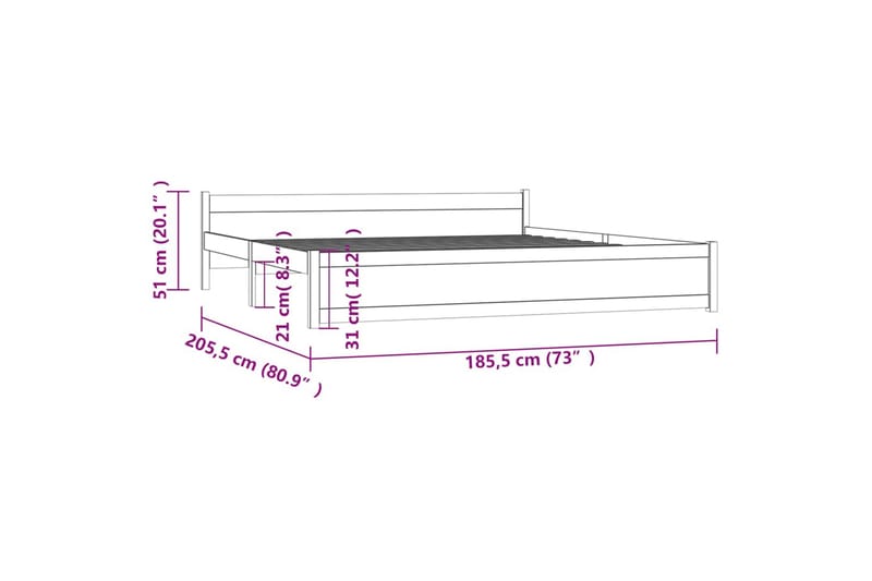 beBasic Sengeramme heltre 180x200 cm 6FT Super King - Brun - Møbler - Senger - Sengeramme & sengestamme