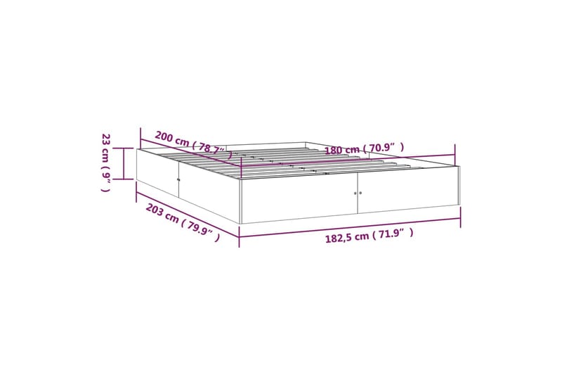 beBasic Sengeramme heltre 180x200 cm 6FT Super King - Brun - Møbler - Senger - Sengeramme & sengestamme