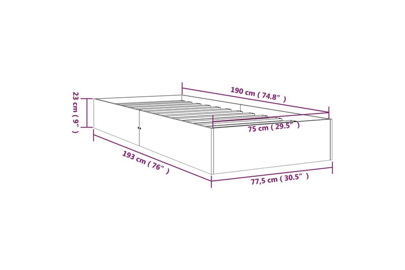 beBasic Sengeramme heltre 75x190 cm 2FT6 Small Single - Brun - Møbler - Senger - Sengeramme & sengestamme