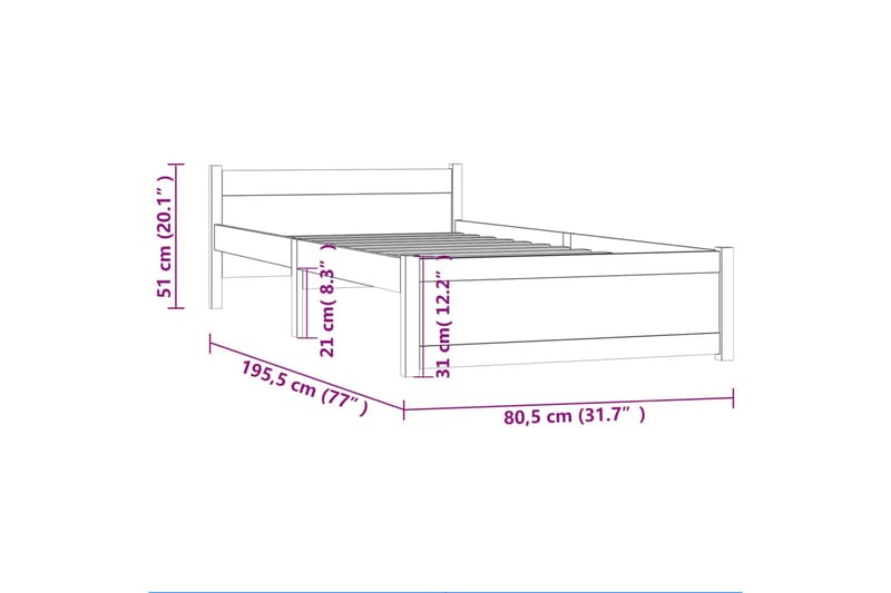 beBasic Sengeramme heltre 75x190 cm 2FT6 Small Single - Brun - Møbler - Senger - Sengeramme & sengestamme