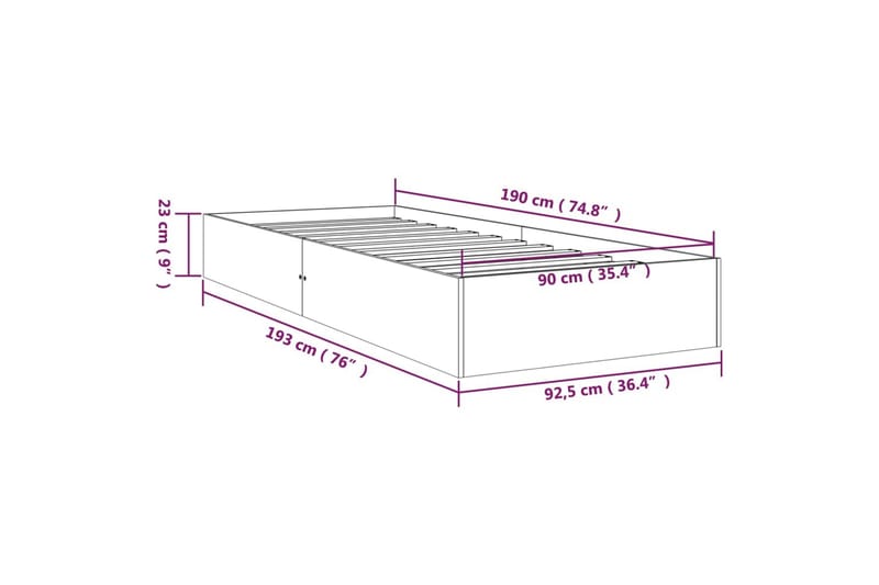 beBasic Sengeramme heltre 90x190 cm 3FT Single - Møbler - Senger - Sengeramme & sengestamme