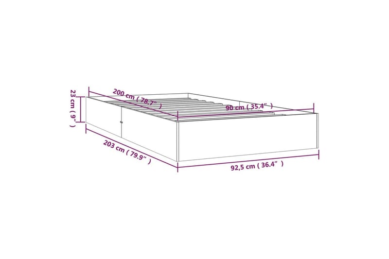 beBasic Sengeramme heltre 90x200 cm - Brun - Sengeramme & sengestamme