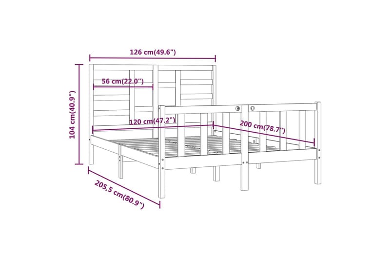 beBasic Sengeramme heltre furu 120x200 cm - Brun - Møbler - Senger - Sengeramme & sengestamme