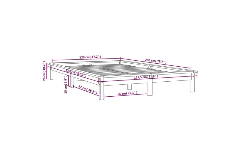 beBasic Sengeramme heltre furu 120x200 cm - Brun - Møbler - Senger - Sengeramme & sengestamme