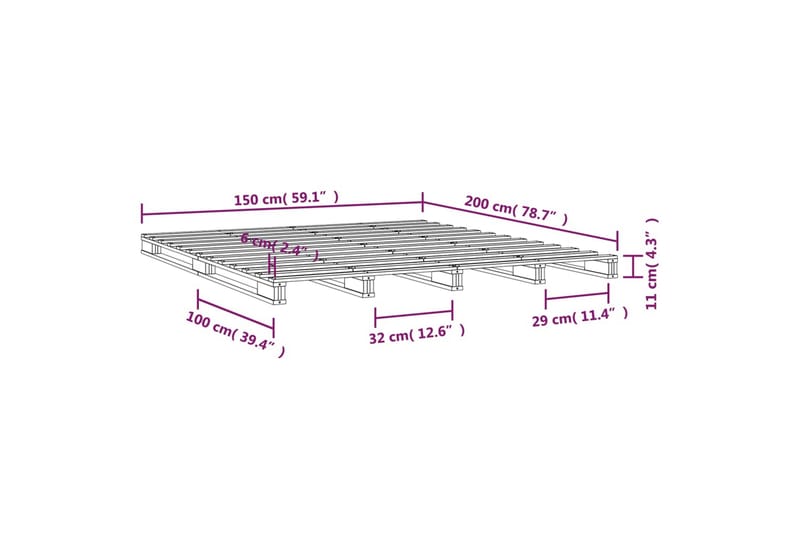 beBasic Sengeramme heltre furu 150x200 cm 5FT King Size - Brun - Møbler - Senger - Sengeramme & sengestamme