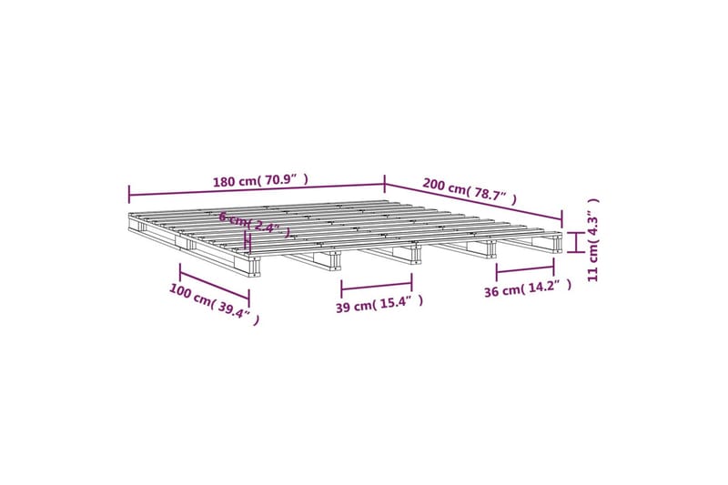 beBasic Sengeramme heltre furu 180x200 cm 6FT Super King - Brun - Møbler - Senger - Sengeramme & sengestamme