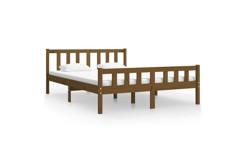 beBasic Sengeramme honningbrun heltre 135x190 cm 4FT6 Double - Brun - Møbler - Senger - Sengeramme & sengestamme