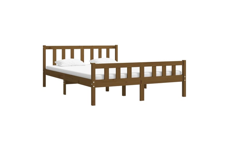 beBasic Sengeramme honningbrun heltre 135x190 cm 4FT6 Double - Brun - Møbler - Senger - Sengeramme & sengestamme