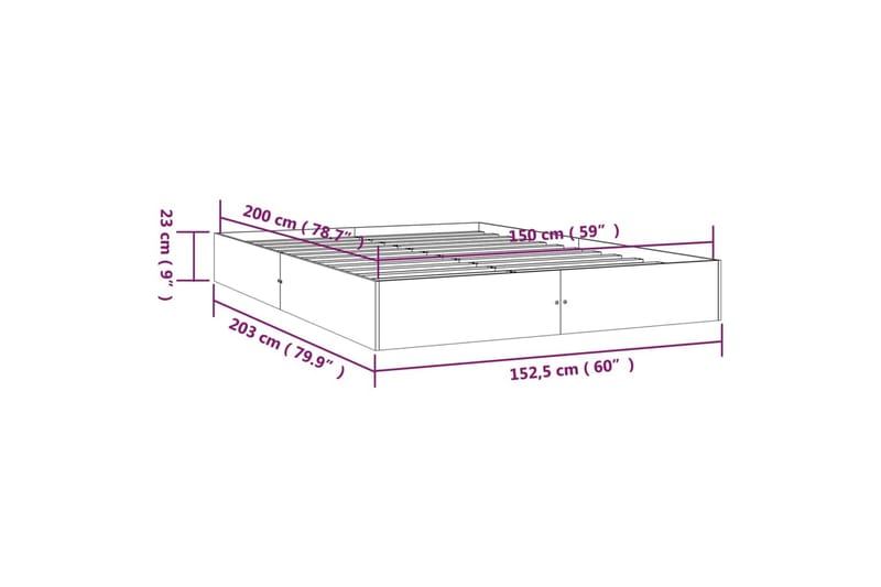 beBasic Sengeramme honningbrun heltre 150x200 cm 5FT King Size - Brun - Møbler - Senger - Sengeramme & sengestamme