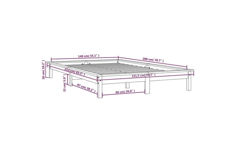 beBasic Sengeramme honningbrun heltre furu 140x200 cm - Brun - Møbler - Senger - Sengeramme & sengestamme