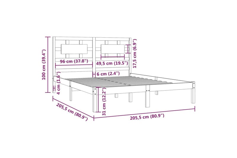 beBasic Sengeramme honningbrun heltre furu 200x200 cm - Brun - Møbler - Senger - Sengeramme & sengestamme