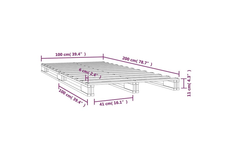 beBasic Sengeramme hvit 100x200 cm heltre furu - Hvit - Møbler - Senger - Sengeramme & sengestamme