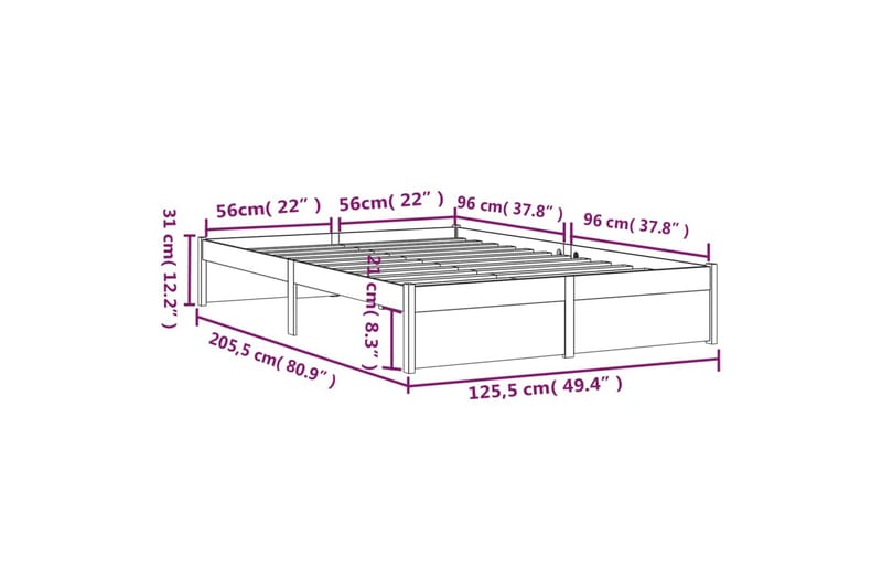 beBasic Sengeramme hvit heltre 120x200 cm - Hvit - Møbler - Senger - Sengeramme & sengestamme