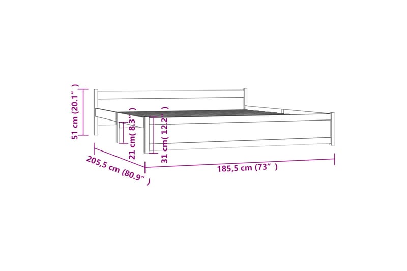 beBasic Sengeramme hvit heltre 180x200 cm 6FT Super King - Hvit - Møbler - Senger - Sengeramme & sengestamme