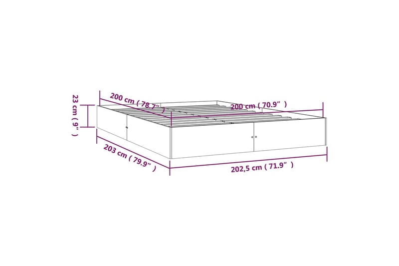 beBasic Sengeramme hvit heltre 200x200 cm - Hvit - Møbler - Senger - Sengeramme & sengestamme