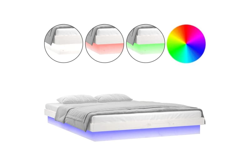 beBasic Sengeramme LED hvit 140x190 cm heltre - Hvit - Sengeramme & sengestamme