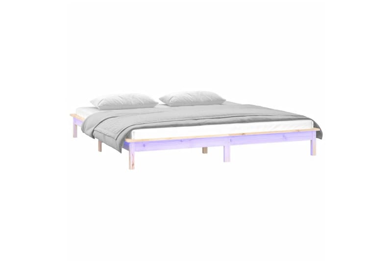 beBasic Sengeramme med LED 120x200 cm heltre - Brun - Møbler - Senger - Sengeramme & sengestamme