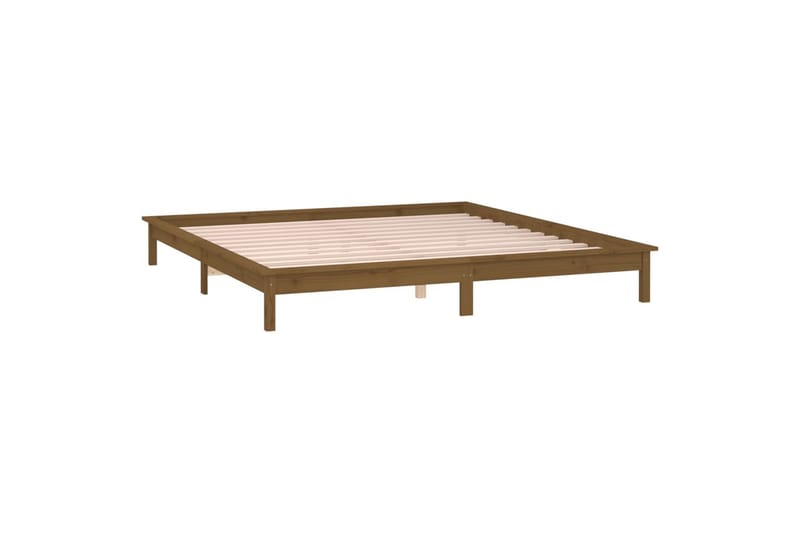 beBasic Sengeramme med LED honningbrun 120x200 cm heltre - Brun - Møbler - Senger - Sengeramme & sengestamme