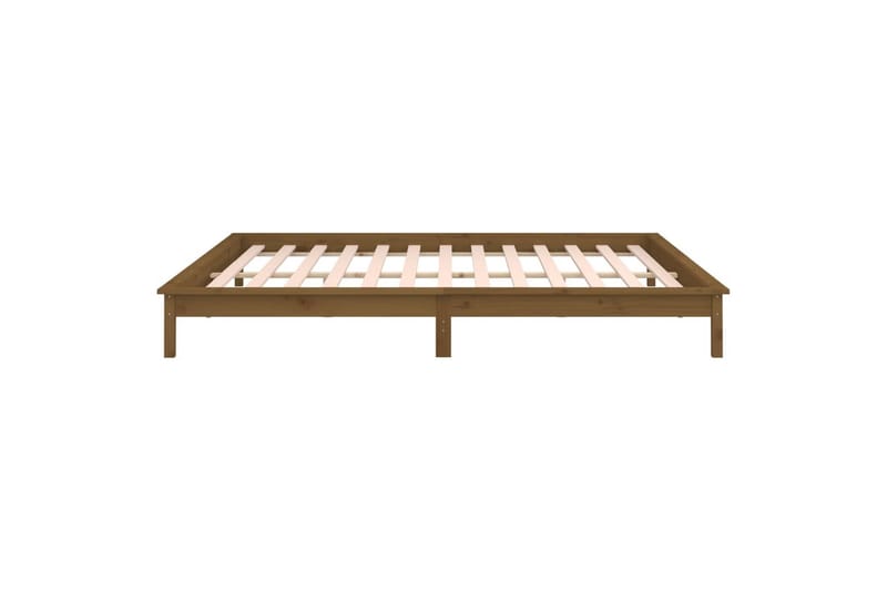 beBasic Sengeramme med LED honningbrun 120x200 cm heltre - Brun - Møbler - Senger - Sengeramme & sengestamme