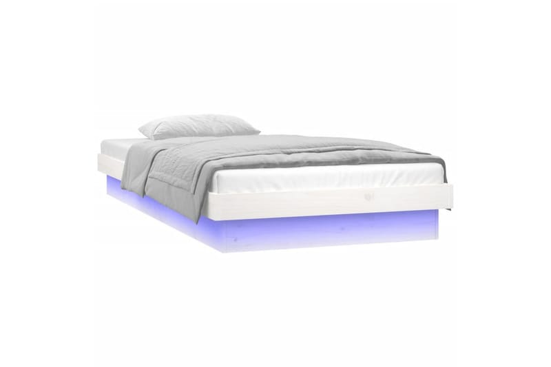 beBasic Sengeramme med LED hvit 100x200 cm heltre - Hvit - Møbler - Senger - Sengeramme & sengestamme