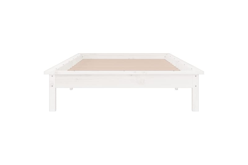 beBasic Sengeramme med LED hvit 100x200 cm heltre - Hvit - Møbler - Senger - Sengeramme & sengestamme