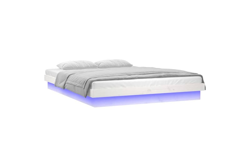 beBasic Sengeramme med LED hvit 120x200 cm heltre - Hvit - Sengeramme & sengestamme