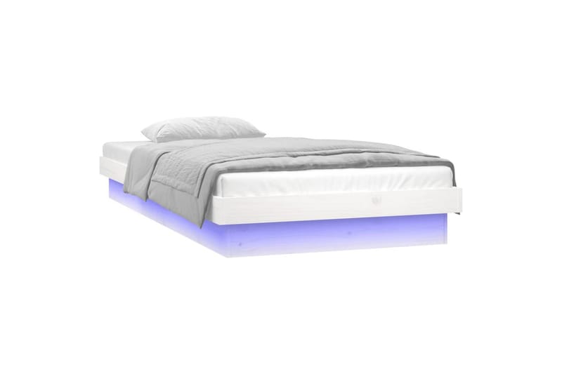 beBasic Sengeramme med LED hvit 90x190 cm 3FT Single heltre - Hvit - Møbler - Senger - Sengeramme & sengestamme