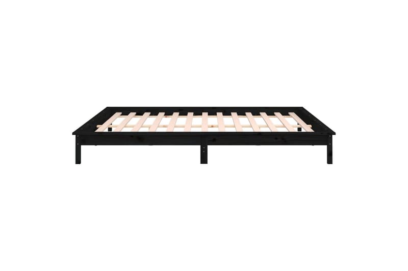 beBasic Sengeramme med LED svart 120x200 cm heltre - Svart - Møbler - Senger - Sengeramme & sengestamme