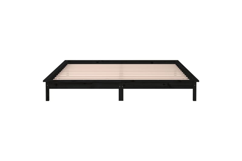 beBasic Sengeramme med LED svart 120x200 cm heltre - Svart - Møbler - Senger - Sengeramme & sengestamme