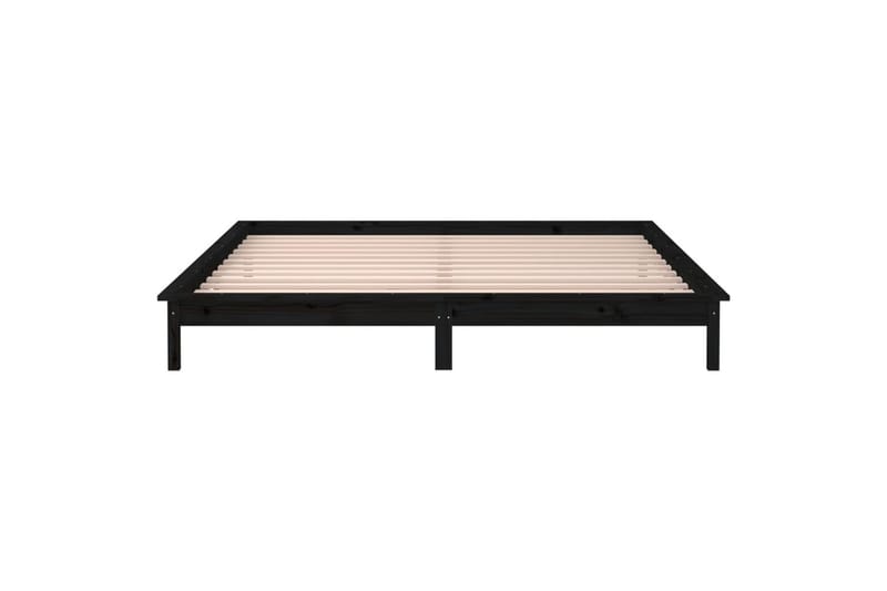 beBasic Sengeramme med LED svart 150x200 cm 5FT King Size heltre - Svart - Møbler - Senger - Sengeramme & sengestamme