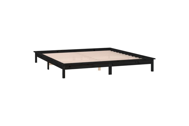 beBasic Sengeramme med LED svart 200x200 cm heltre - Svart - Møbler - Senger - Sengeramme & sengestamme